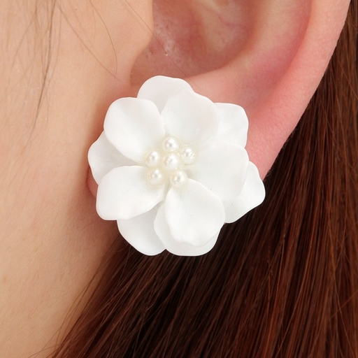 Bulk Jewelry Wholesale color alloy white flower pearl earrings JDC-ES-C087 Wholesale factory from China YIWU China