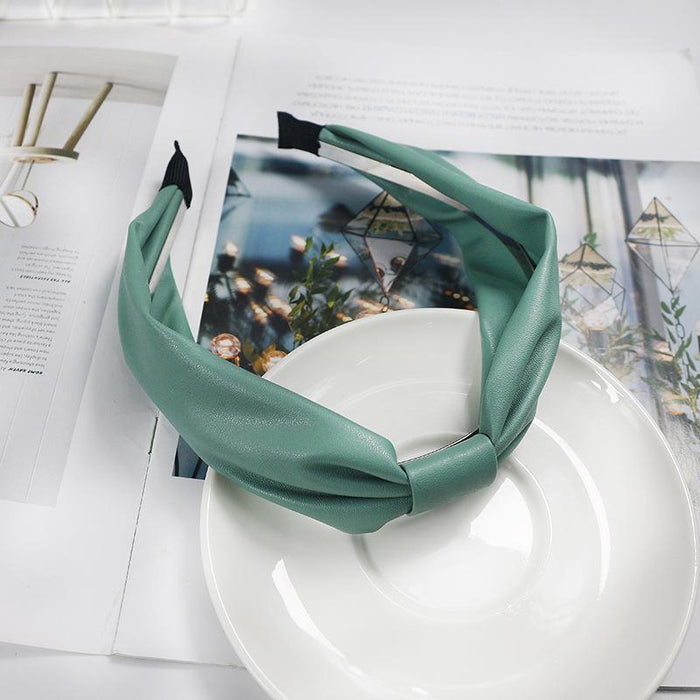 Bulk Jewelry Wholesale color artificial leather leather PU wide-brimmed knot headband JDC-HD-GSO003 Wholesale factory from China YIWU China
