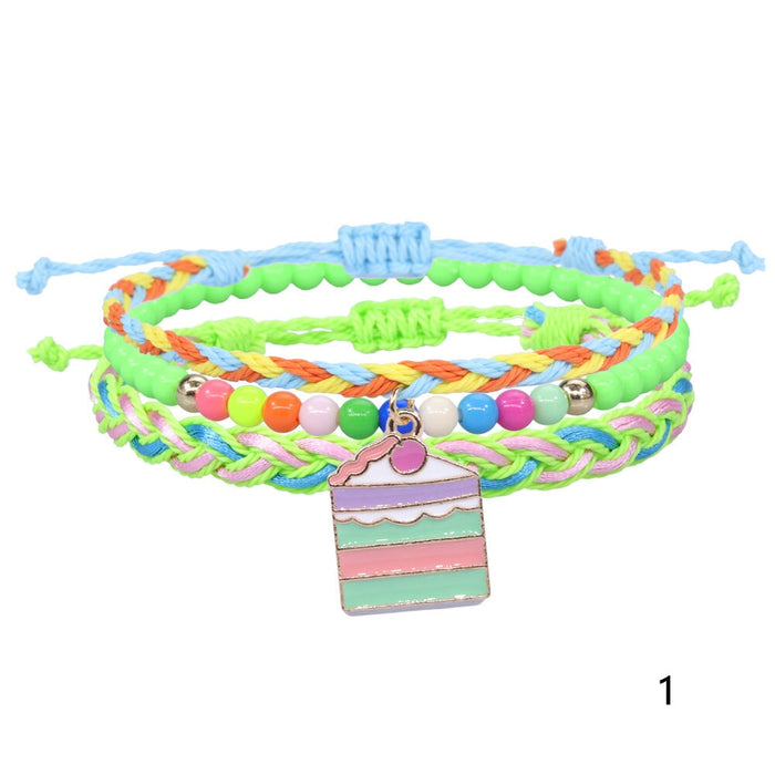 Wholesale color bead wax thread braided alloy bracelet set JDC-BT-Yiye013 Bracelet 益烨 Wholesale Jewelry JoyasDeChina Joyas De China