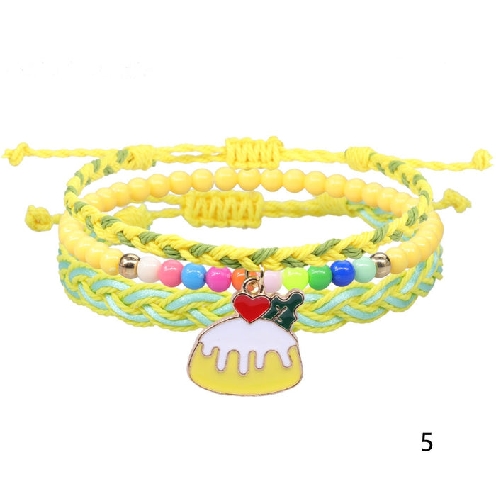 Wholesale color bead wax thread braided alloy bracelet set JDC-BT-Yiye013 Bracelet 益烨 Wholesale Jewelry JoyasDeChina Joyas De China