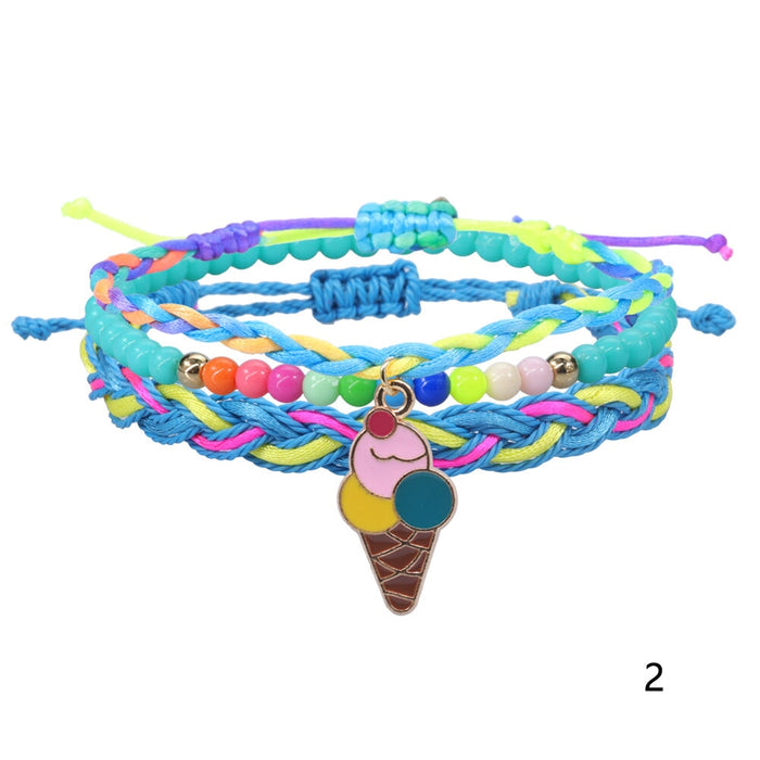 Wholesale color bead wax thread braided alloy bracelet set JDC-BT-Yiye013 Bracelet 益烨 2 Wholesale Jewelry JoyasDeChina Joyas De China