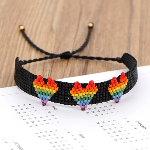 Bulk Jewelry Wholesale color bohemian national wind rainbow love beads hand-woven bracelets JDC-gbh258 Wholesale factory from China YIWU China