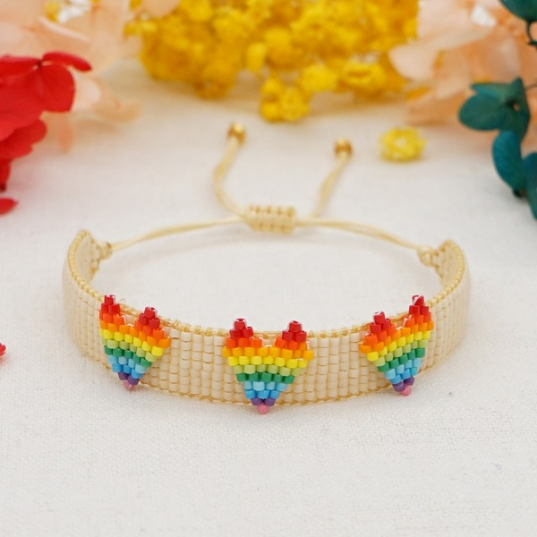 Bulk Jewelry Wholesale color bohemian national wind rainbow love beads hand-woven bracelets JDC-gbh258 Wholesale factory from China YIWU China