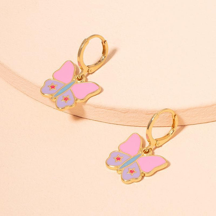 Wholesale color butterfly alloy earrings JDC-ES-AYN309 Earrings JoyasDeChina E2030-butterfly Wholesale Jewelry JoyasDeChina Joyas De China