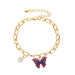 Wholesale Color Butterfly Alloy Pearl Thick Chain Bracelet JDC-BT-A028 Bracelet 妙雅 Wholesale Jewelry JoyasDeChina Joyas De China