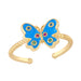 Wholesale Color Butterfly Electroplated Copper Rings JDC-RS-AS276 Rings JoyasDeChina blue adjustable Wholesale Jewelry JoyasDeChina Joyas De China