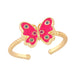 Wholesale Color Butterfly Electroplated Copper Rings JDC-RS-AS276 Rings JoyasDeChina rose red adjustable Wholesale Jewelry JoyasDeChina Joyas De China