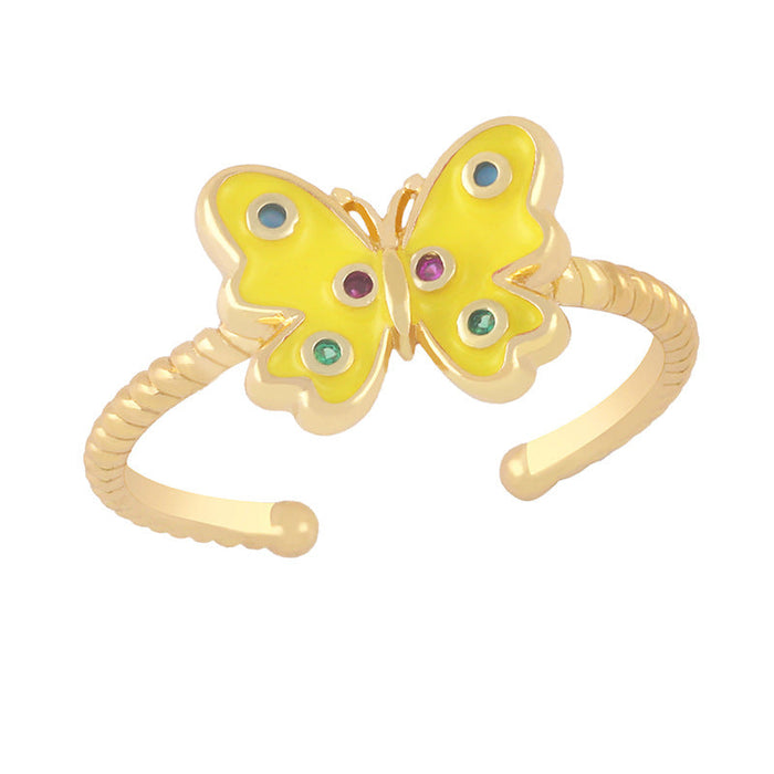 Wholesale Color Butterfly Electroplated Copper Rings JDC-RS-AS276 Rings JoyasDeChina yellow adjustable Wholesale Jewelry JoyasDeChina Joyas De China