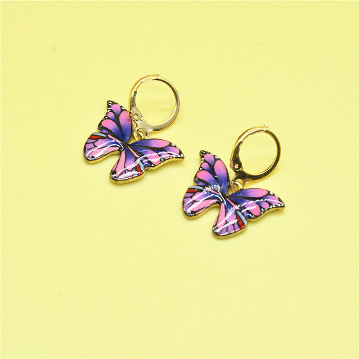 Wholesale color butterfly metal earrings JDC-ES-XC316 Earrings 夏晨 purple Wholesale Jewelry JoyasDeChina Joyas De China