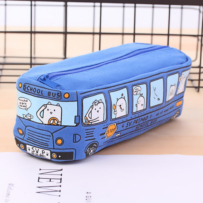 Wholesale color car bus canvas Pencil Bags JDC-PB-GSWL005 Pencil Bags JoyasDeChina blue General type Wholesale Jewelry JoyasDeChina Joyas De China
