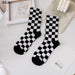 Wholesale color checkerboard cotton socks JDC-SK-GSHYJ005 Sock JoyasDeChina black one size Wholesale Jewelry JoyasDeChina Joyas De China