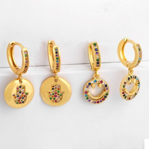 Wholesale color copper gold earrings JDC-ES-AS055 Earrings 翱?N Wholesale Jewelry JoyasDeChina Joyas De China