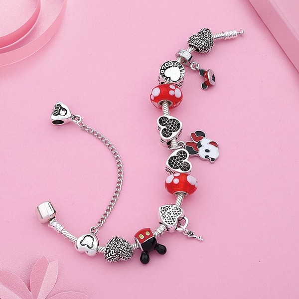 Bulk Jewelry Wholesale color crystal Mickey Minnie Pendant Bracelet JDC-BT-LX004 Wholesale factory from China YIWU China