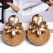 Wholesale Color Crystal Rhinestone Round Earrings JDC-ES-SK016 Earrings 深刻 brown Wholesale Jewelry JoyasDeChina Joyas De China