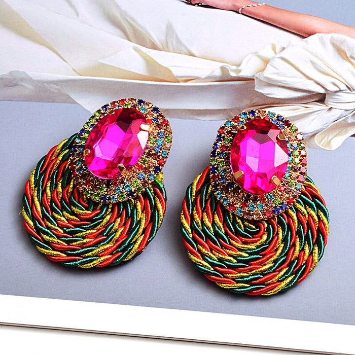 Wholesale Color Crystal Rhinestone Round Earrings JDC-ES-SK018 Earrings 深刻 Wholesale Jewelry JoyasDeChina Joyas De China