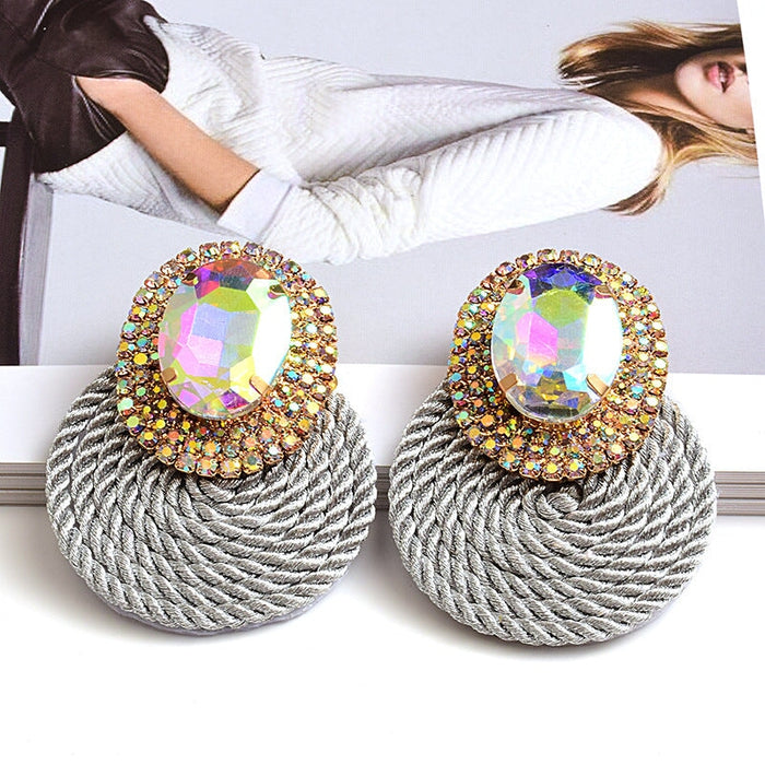 Wholesale Color Crystal Rhinestone Round Earrings JDC-ES-SK018 Earrings 深刻 brown Wholesale Jewelry JoyasDeChina Joyas De China