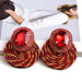 Wholesale Color Crystal Rhinestone Round Earrings JDC-ES-SK018 Earrings 深刻 yellow Wholesale Jewelry JoyasDeChina Joyas De China