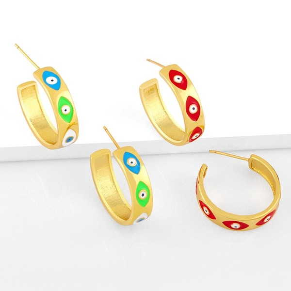 Wholesale Color Devil Eyes 18k Gold Plated Copper Earrings JDC-ES-AS024 Earrings JoyasDeChina Wholesale Jewelry JoyasDeChina Joyas De China