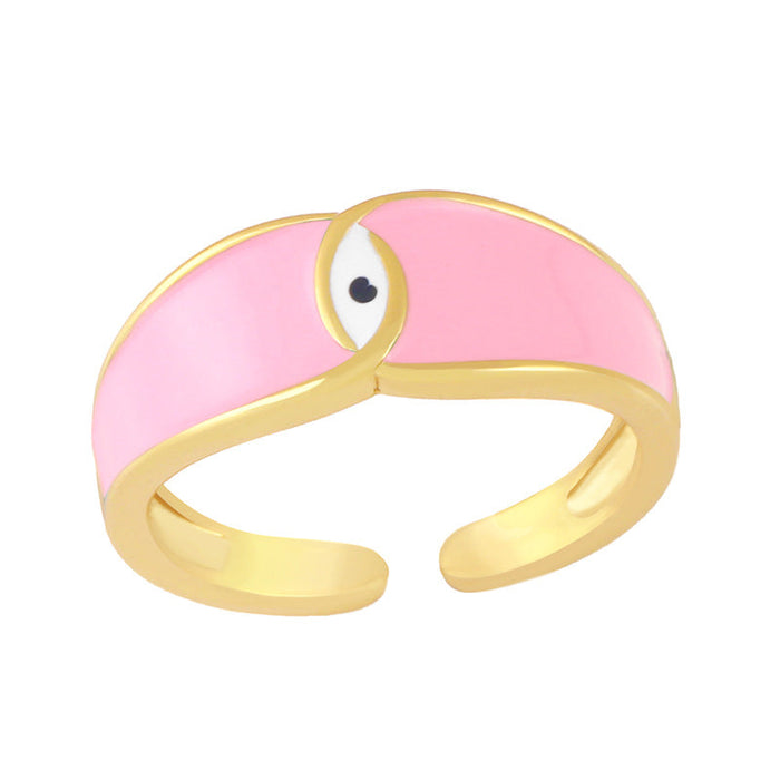 Wholesale Color Devil's Eye Electroplated Copper Rings JDC-RS-AS277 Rings JoyasDeChina pink adjustable Wholesale Jewelry JoyasDeChina Joyas De China