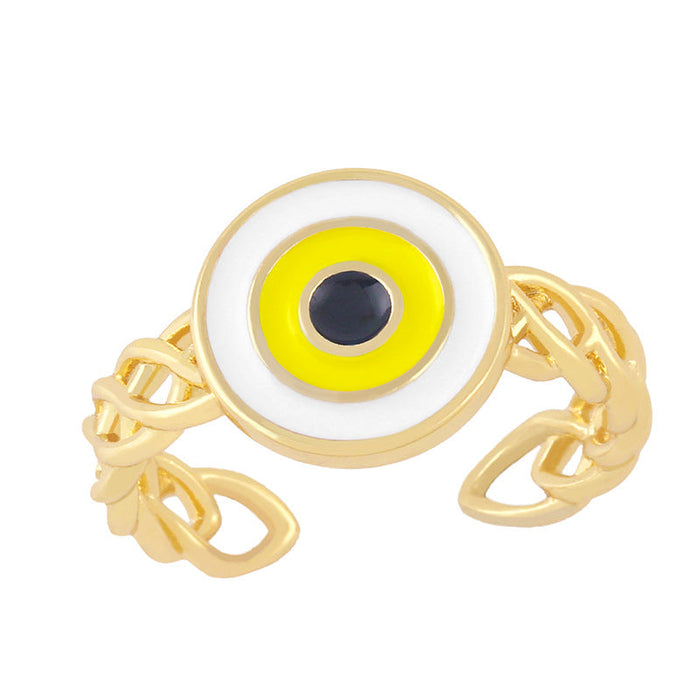 Wholesale Color Devil's Eye Electroplated Copper Rings JDC-RS-AS287 Rings JoyasDeChina yellow adjustable Wholesale Jewelry JoyasDeChina Joyas De China