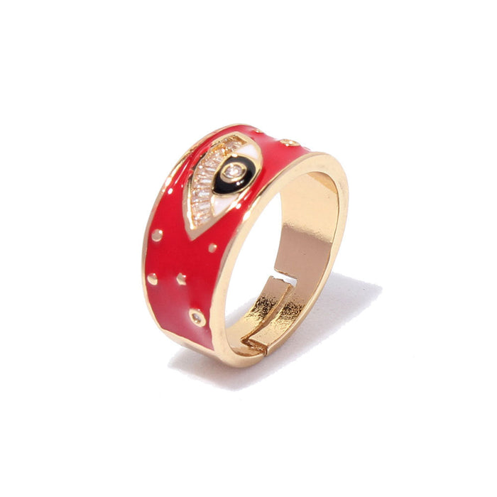 Wholesale Color Devil's Eye Electroplated Copper Rings JDC-RS-TC002 Rings JoyasDeChina red adjustable Wholesale Jewelry JoyasDeChina Joyas De China