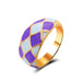 Wholesale color diamond checkerboard rings JDC-RS-D062 Rings JoyasDeChina 02KC gold # light blue purple Wholesale Jewelry JoyasDeChina Joyas De China