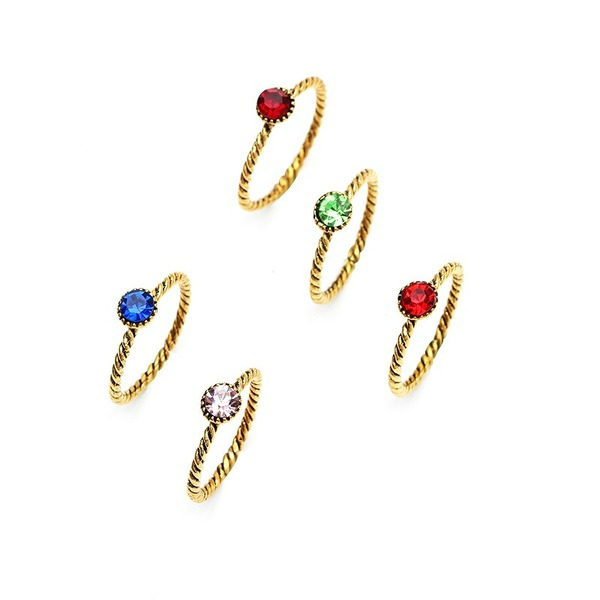 Wholesale color diamond set 5 rings JDC-RS-KQ058 Rings JoyasDeChina Wholesale Jewelry JoyasDeChina Joyas De China