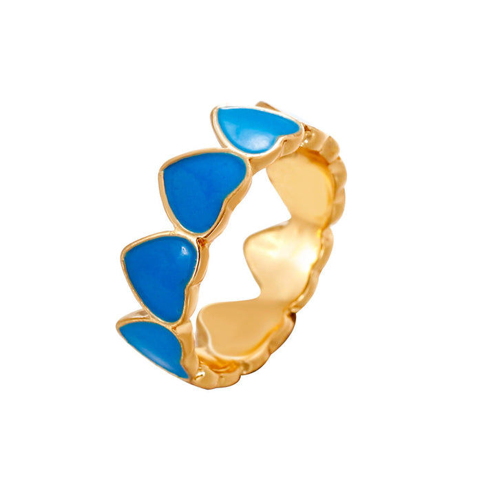 Wholesale color drop oil love ring JDC-RS-D066 Rings JoyasDeChina 01kc gold # blue g-436 Average code Wholesale Jewelry JoyasDeChina Joyas De China