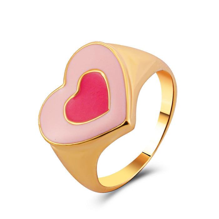 Wholesale color drop oil love ring JDC-RS-D066 Rings JoyasDeChina 01KC gold pink wg-0835. Average code Wholesale Jewelry JoyasDeChina Joyas De China