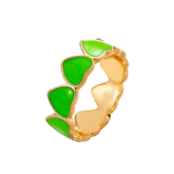 Wholesale color drop oil love ring JDC-RS-D066 Rings JoyasDeChina 02KC gold # green G-437. Average code Wholesale Jewelry JoyasDeChina Joyas De China