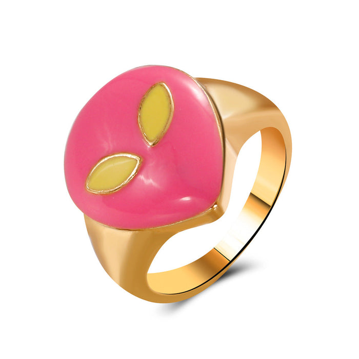 Wholesale color drop oil love ring JDC-RS-D066 Rings JoyasDeChina 04kc gold # pink g-456 Average code Wholesale Jewelry JoyasDeChina Joyas De China