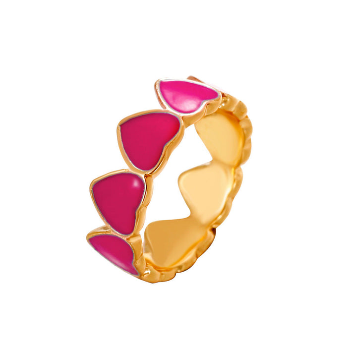 Wholesale color drop oil love ring JDC-RS-D066 Rings JoyasDeChina 04kc golden # rose powder g-439 Average code Wholesale Jewelry JoyasDeChina Joyas De China