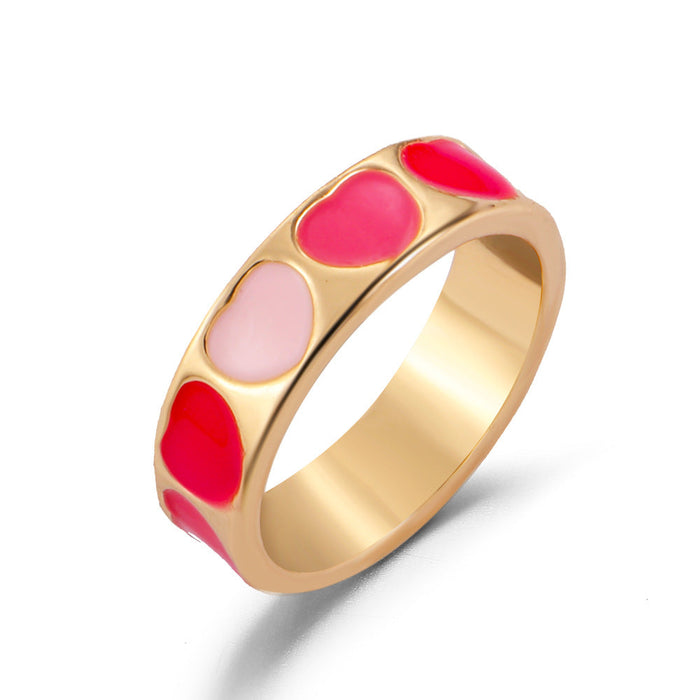 Wholesale color drop oil love ring JDC-RS-D066 Rings JoyasDeChina 06 pink love wg-0807 Average code Wholesale Jewelry JoyasDeChina Joyas De China