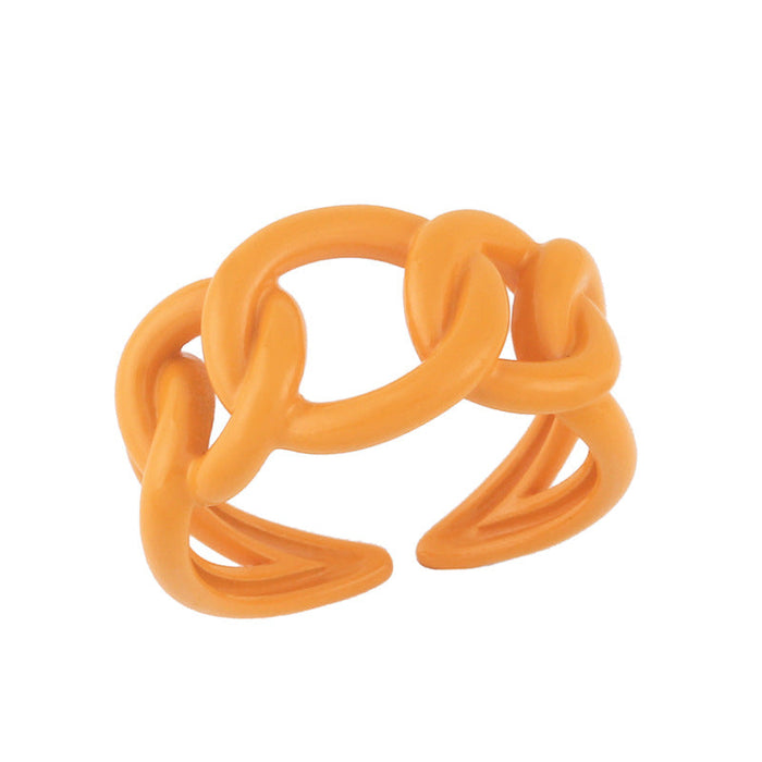 Wholesale Color Electroplated Copper Hollow Chain Rings JDC-RS-AS284 Rings JoyasDeChina orange adjustable Wholesale Jewelry JoyasDeChina Joyas De China