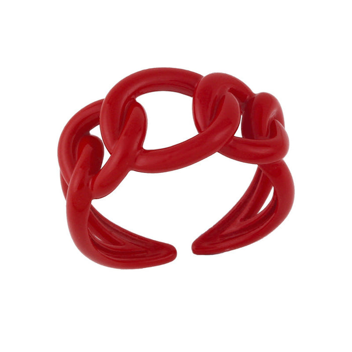 Wholesale Color Electroplated Copper Hollow Chain Rings JDC-RS-AS284 Rings JoyasDeChina red adjustable Wholesale Jewelry JoyasDeChina Joyas De China