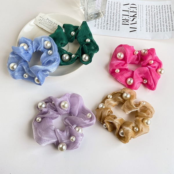 Bulk Jewelry Wholesale color fabric color Pearl Hair Scrunchies JDC-HS-F308 Wholesale factory from China YIWU China