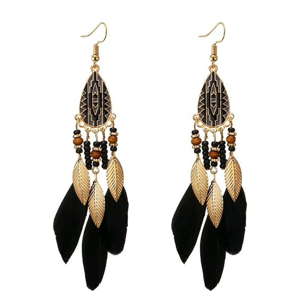 Bulk Jewelry Wholesale color feather long feather earrings JDC-ES-C086 Wholesale factory from China YIWU China
