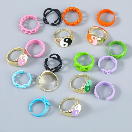 Wholesale color gossip copper rings 3-piece set JDC-RS-JL159 Rings JoyasDeChina Wholesale Jewelry JoyasDeChina Joyas De China