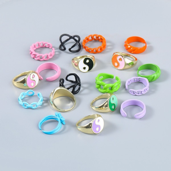 Wholesale color gossip copper rings 3-piece set JDC-RS-JL159 Rings JoyasDeChina Wholesale Jewelry JoyasDeChina Joyas De China