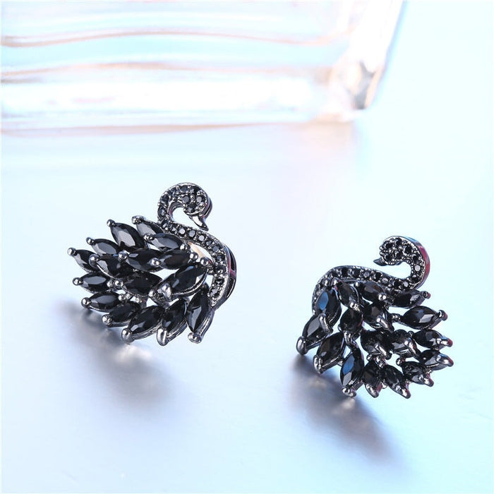 Wholesale color gradient zircon swan stud earrings MOQ≥2 JDC-ES-Kas002 Earrings 卡诗 Wholesale Jewelry JoyasDeChina Joyas De China