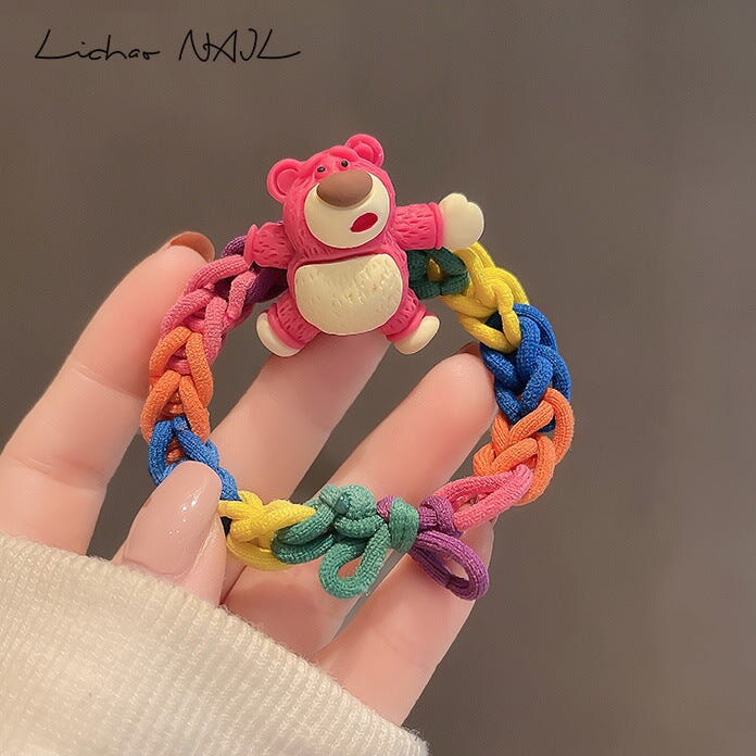 Wholesale color hair circle cute bear Hair Scrunchies JDC-HS-QQ001 Hair Scrunchies 谦谦 bear Wholesale Jewelry JoyasDeChina Joyas De China