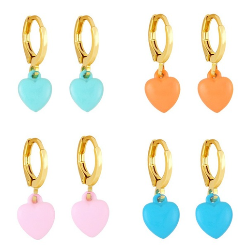 Wholesale Color Heart Shaped Copper Plated 18k Gold Earrings JDC-ES-AS025 Earrings JoyasDeChina Wholesale Jewelry JoyasDeChina Joyas De China