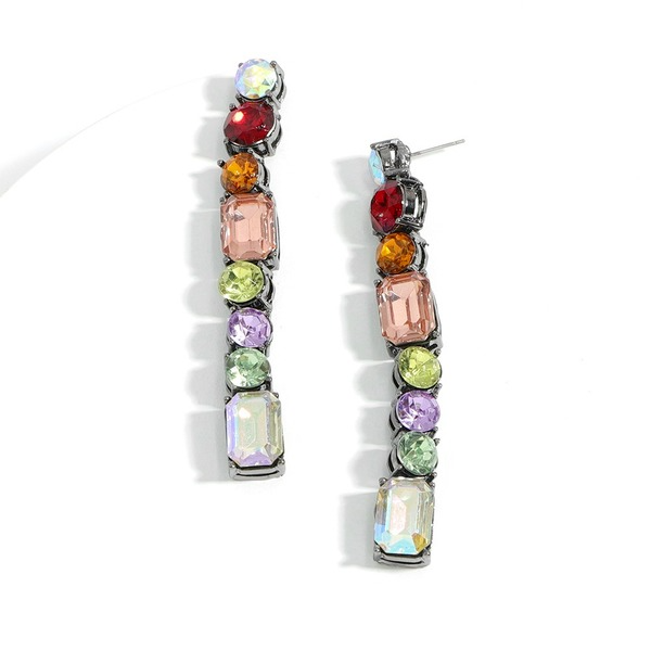 Wholesale color imitation gemstone long alloy earrings JDC-ES-V228 Earrings JoyasDeChina Wholesale Jewelry JoyasDeChina Joyas De China