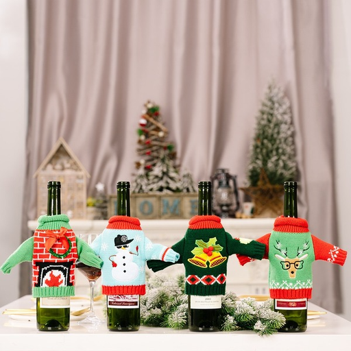 Bulk Jewelry Wholesale color linen Christmas knitted clothes wine set JDC-CS-HB007 Wholesale factory from China YIWU China