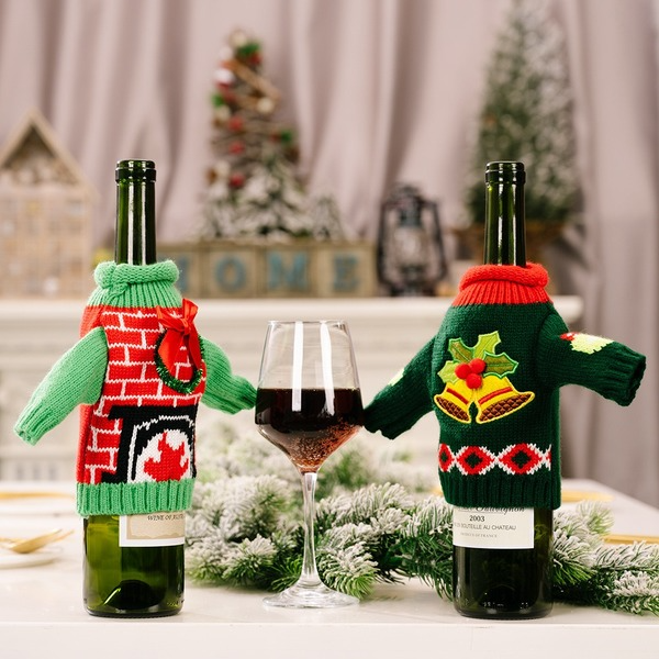 Bulk Jewelry Wholesale color linen Christmas knitted clothes wine set JDC-CS-HB007 Wholesale factory from China YIWU China