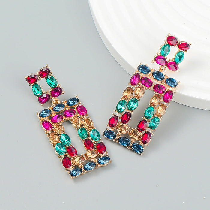 Wholesale color long diamond-set alloy earrings JDC-ES-JL954 Earrings 氿乐 Wholesale Jewelry JoyasDeChina Joyas De China