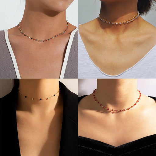 Wholesale color loose stone hanging red rice Bead Necklace JDC-NE-YinH006 Necklaces 颖皓 Wholesale Jewelry JoyasDeChina Joyas De China