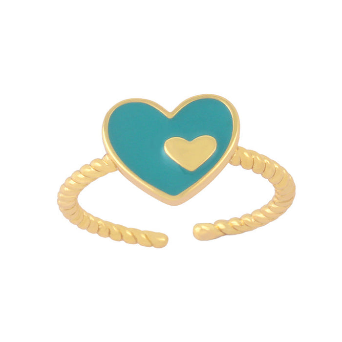 Wholesale color love heart electroplated copper rings JDC-RS-AS293 Rings JoyasDeChina green adjustable Wholesale Jewelry JoyasDeChina Joyas De China