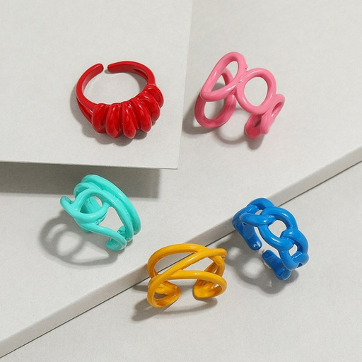 Wholesale color macarone ring 5-piece set JDC-RS-KQ040 Rings JoyasDeChina Wholesale Jewelry JoyasDeChina Joyas De China