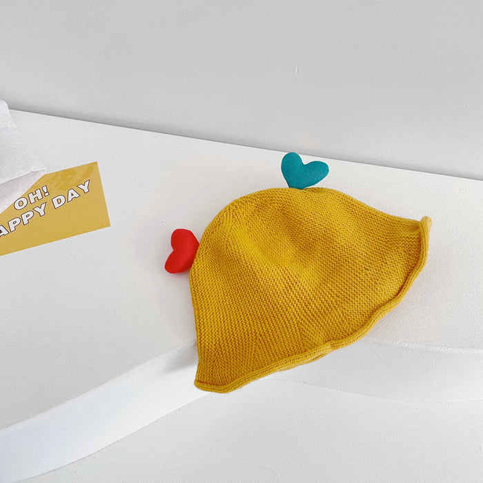 Wholesale color matching love children's wool hat JDC-FH-LH054 FashionHat 旅禾 yellow Wholesale Jewelry JoyasDeChina Joyas De China